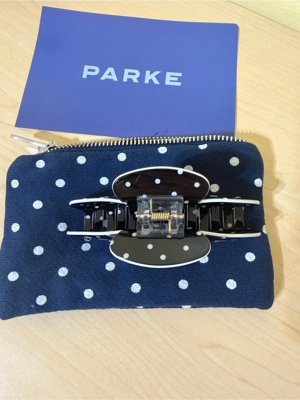 PARKE Black White Polka Dot Claw Clip - Brand New
